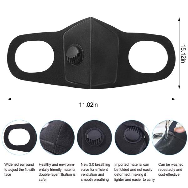High Filtration PM2.5 Dust Mask Black Color Anti Pollen Washable With Valve
