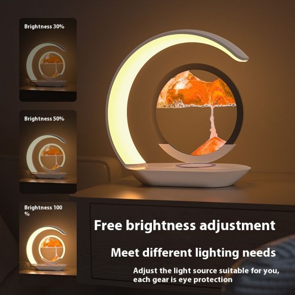 3D Hourglass Ornament USB Bedside Night Light Fast Charging LED Smart Desk Lamp Wireless Charger Mobile Phone Dock