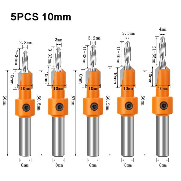 Online Wholesale 8mm Shank HSS Woodworking Countersink Router Bit Set Screw Extractor Remon Demolition for Wood Milling Cutter