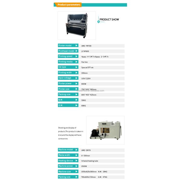 Tshirt Mini 13'' Single Head Xp600 A3 DTF Printer 33cm Roll Roll Heat Transfer Machine