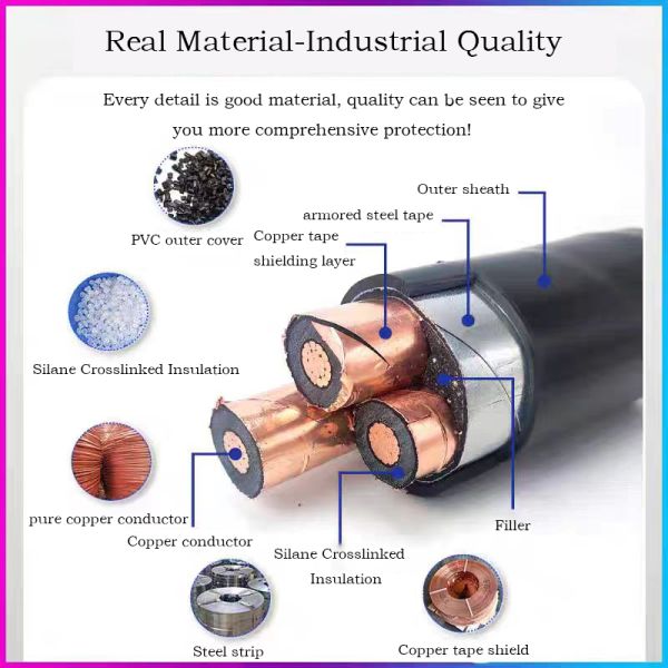 8.7/15KV Copper Conductor XLPE Insulated PVC Sheathed Power Cable 3 Core