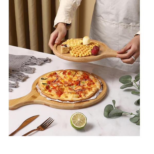 15x1.2cm Round Kitchenaid Bamboo Butcher Block Cutting Board Pizza Tray With Handle