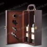 SGS Handmade Leather Glass Bottle Box For Luxury Liquors for sale