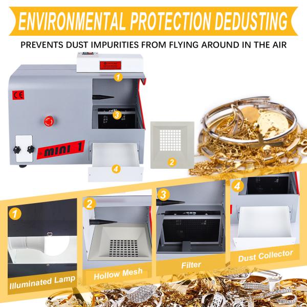 Tooltos DM-2 Table Top Grinder Polisher Bench Polishing Machine With Dust Collector Grinding and Polishing Machine