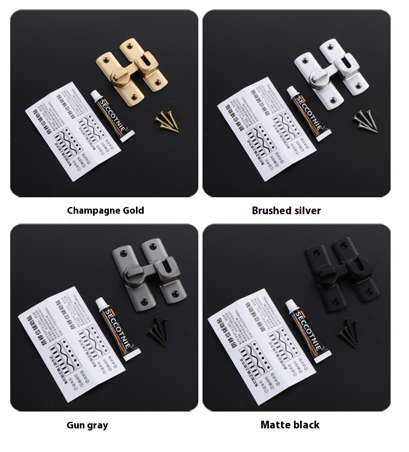 Modern Hotel Bathroom No-Drill Window Solid Aluminum Alloy Door Window Accessories Easy Closure Anti-Theft Lock 1-Year Warranty