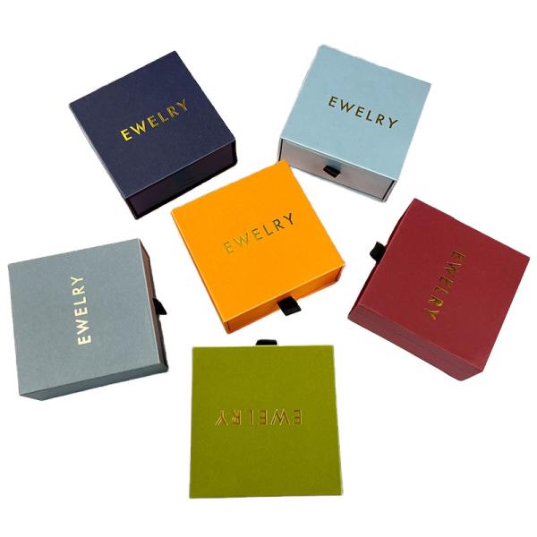 Small Custom Logo Drawer Gift Packaging Personalized Jewelry Boxes With Velvet Foam Insert
