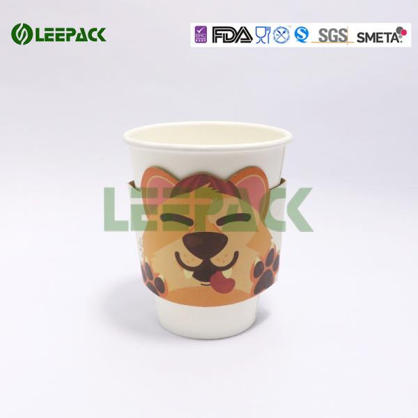 8oz To 20oz Single Wall Paper Cups , White Coffee Paper Cup With Lid And Sleeve