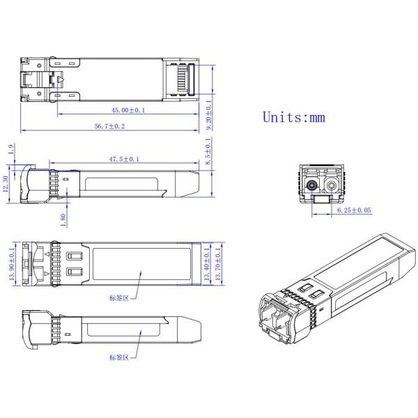 Single Mode 25G SFP28 LR 1310nm 10KM Duplex LC Optical Transceiver