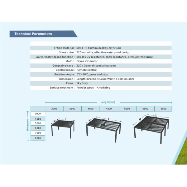 Rain Proof Outdoor Upgraded Aluminium Louver Pergola For High Class Mansions