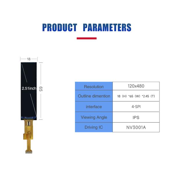 2.51 Inch Tft Lcd Display Screen 120x480 Resolution Custom Tft Display SPI Driving IC NV3001A