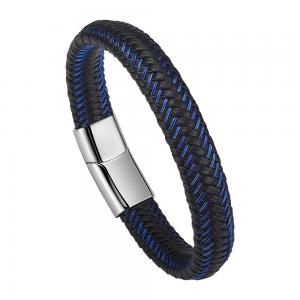 China Braided Leather Bracelets For Men,Leather Bracelets Fashion Magnetic Clasp 7.5-8.5 Inch on sale