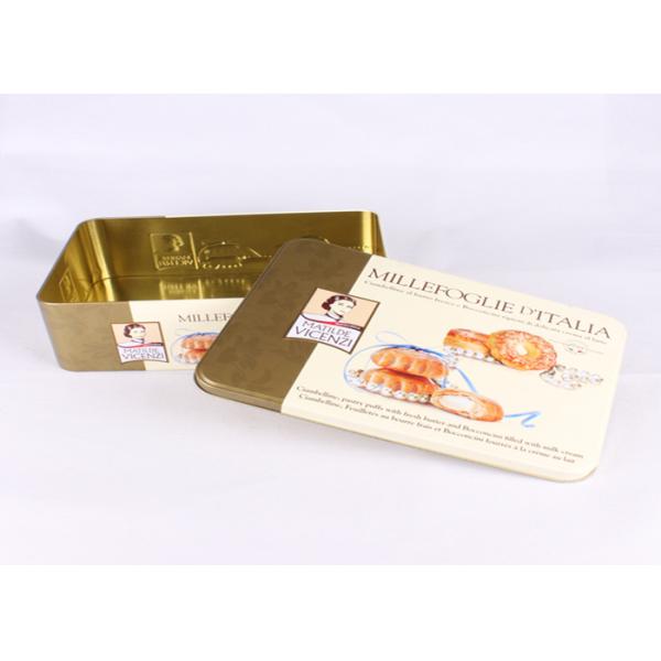 CMYK Printed Cookie Gift Tins Rectangle Shape Recyclable Full Color 0.23 MM Tinplate