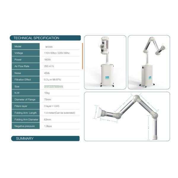 Virus Aerosols Airborne Droplets UV Disinfection Fume Extractor, External Oral Suction Aerosol Suction Machine