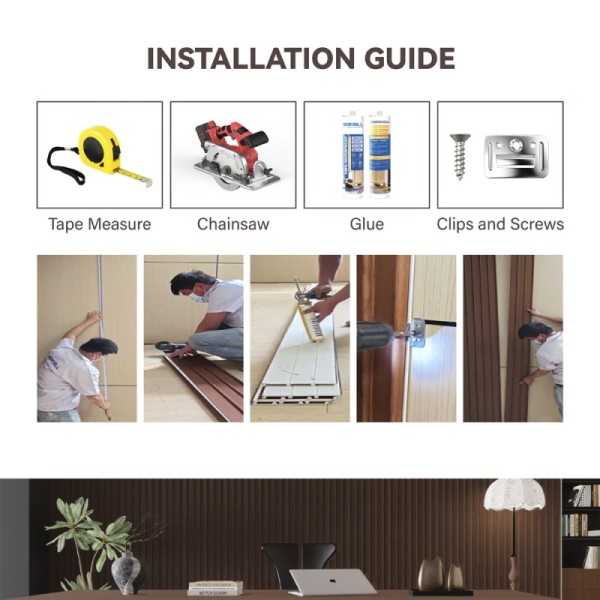 Villa Interior WPC Wall Panel Waterproof Decorative Composite Wood Wall Cladding Board