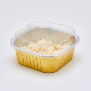 Buy cheap Gold Disposable Aluminium Foil Food Container Tin Foil Food Trays Turkey Baking Pans With Plastic Heat Seal Lid product