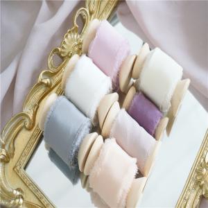 China 20mm-60mm 100% silk frayed edge wedding ribbon silk embroidery ribbon ins style ribbon on sale