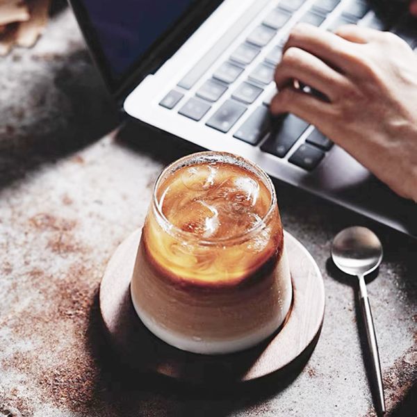 Home And Café Use Clear Glass Cups Stylish Design For Coffee Iced Drinks Custom Logo