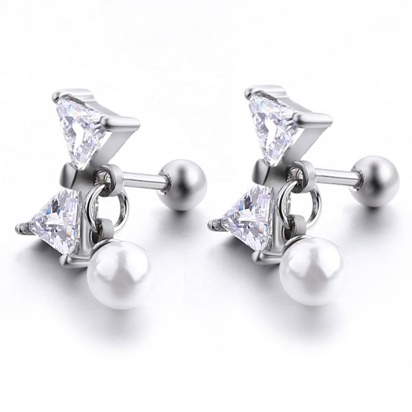Canada style fashion piercing jewelry bowknot shape stud earring with pearl
