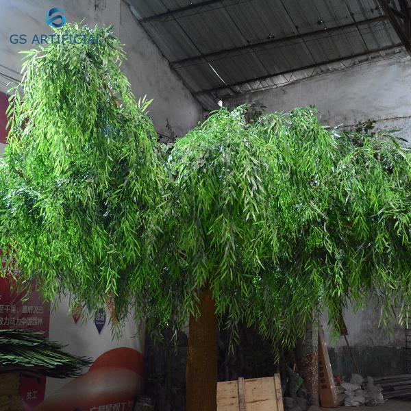 Anti - UV Artificial Decorative Trees , Fake Willow Leaves Weeping Willow Tree