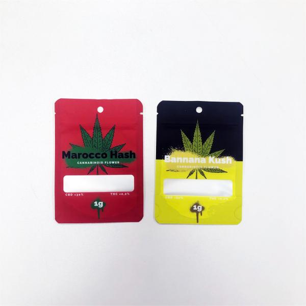 Custom Canabis Packaging Bag For 1g CBD Flower With Laminated Materials