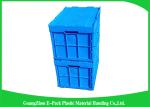 Blue Collapsible Plastic Containers with Attached Lids / Stackable plastic