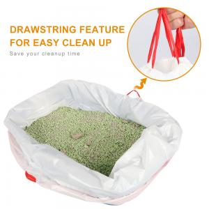 China 0.013-0.015mm Kitty Litter Box Liners , Large Drawstring Cat Litter Box Bags on sale
