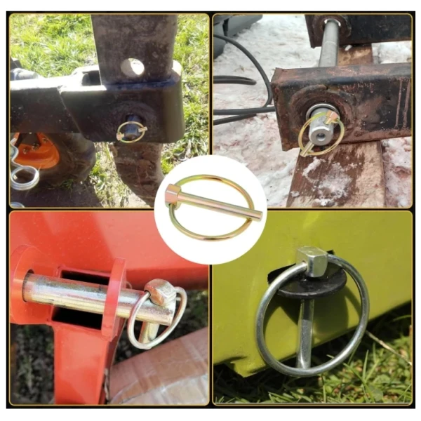 1/4'' Lynch Pin Lock Safety Linch Pins Carbon Steel Yellow Zinc Effective Length 1-1/4'' For trailer Truck and Excavators