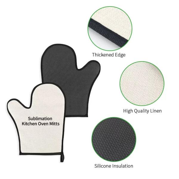 Customizable Printable Sublimation Oven Gloves Kitchen Oven Mitts With Black Edge