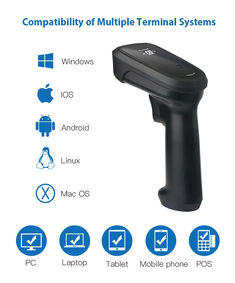 Barcode Scanner Wireless Barcode Scanner Laser Barcode Reader 1d CCD Handheld Bar Code Scanner