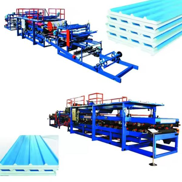 Steel EPS / Rock Wool Sandwich Panel Production Wall / Roof Roll Forming Machine For Sheet Tile Making And 30T Total Weight