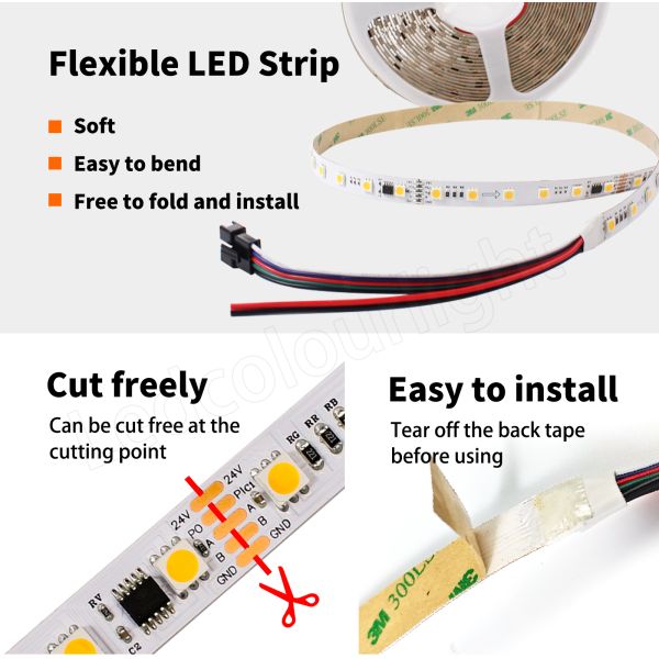 dmx single white strip lights
