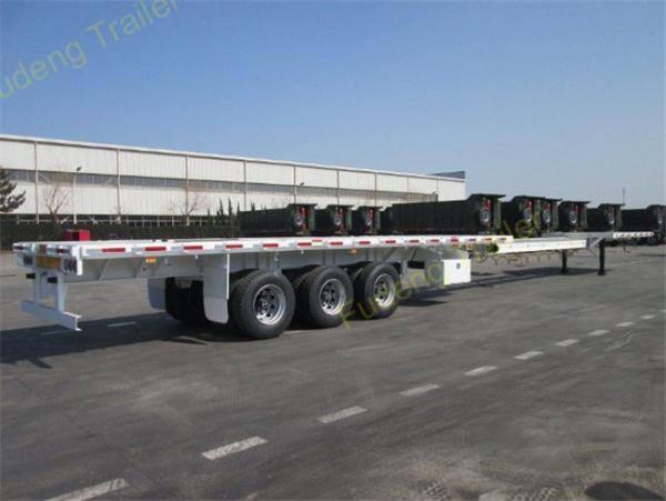 Over Length Flatbed Extendable Semi Trailer Double / Three Steering Axles