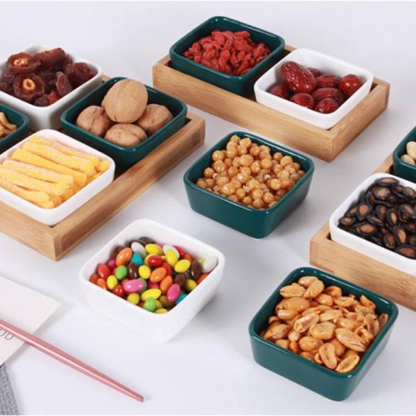 Nordic Modern Ceramic Odm Square Serving Tray / Bowls Moisture Proof