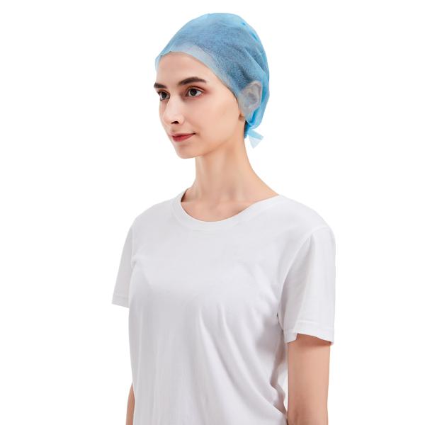 disposable head cap disposable surgeon caps nonwoven PP cap with ties CE ISO13485 disposable head covers