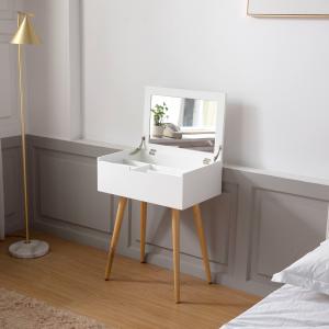 China Brown White Wooden Dressing Table With Mirror Large Capacity Luxury For Bedroom Home on sale