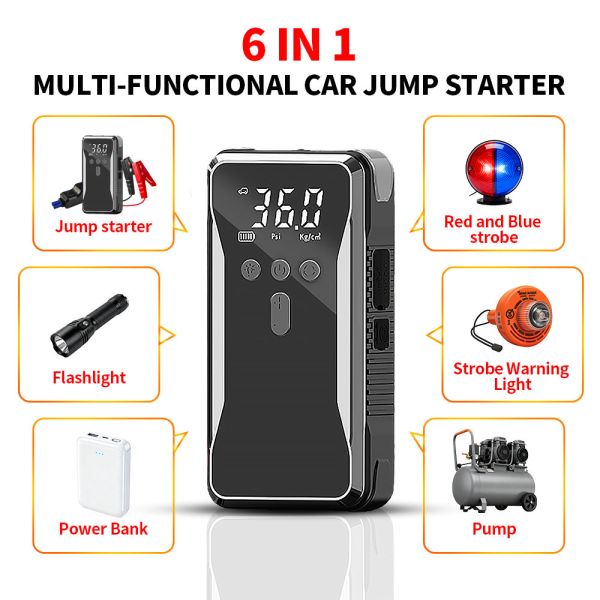 Portable Intelligent Tyre Pump 3-140 Psi Electric Tire Inflator Electric Bikes Motorcycles Automobile 2 In 1 portable car jump starter emergency car
