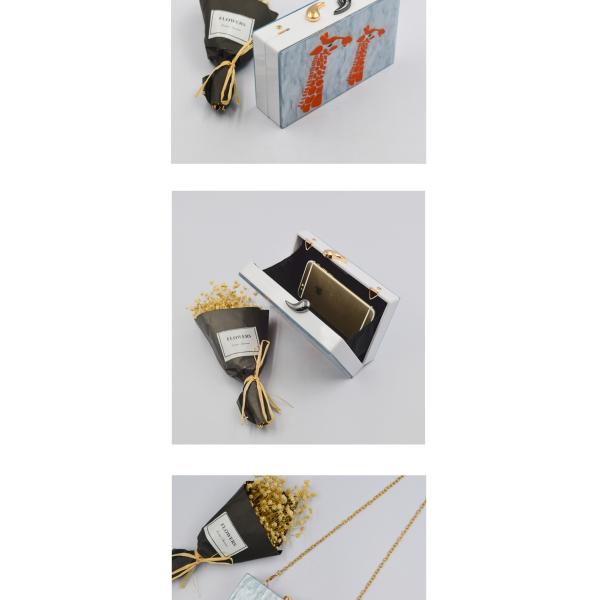 Agate Marble Acrylic Clutch Bag , Women' S Clutch Purse With Agiraffe Pattern