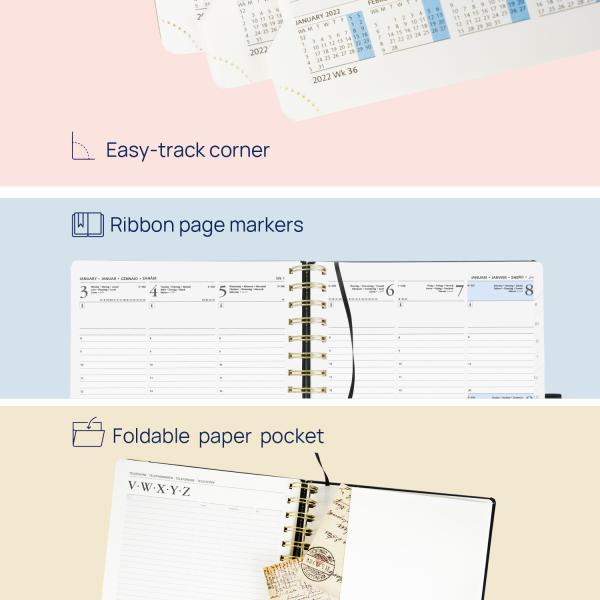 2023 Hardcover Spiral Weekly Planner 8.75'' X 6.63'' In Bordeaux