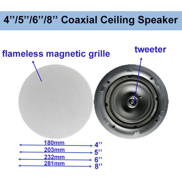 40W Two Way 8 Inch Coaxial Ceiling Speaker ABS Sound PA System Speaker