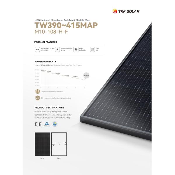 390W 395W TW Solar Panels 400W 405W Monocrystalline Solar Module Half Cell