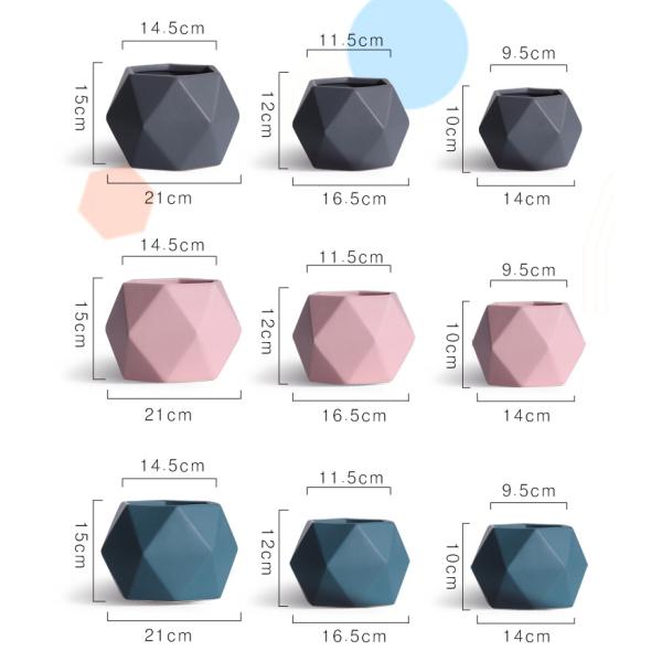 12*16.5cm Octagonal Bulk Painted Miniature Ceramic Flower Pots