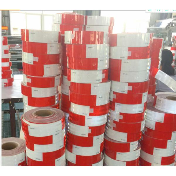 Microprismatic Car Reflective Stickers Red And White Retroreflective Tape