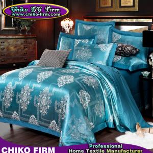 Buy cheap Cotton Material Lake Green Flowers Jacquard Bedsheet Duvet Cover Sets product