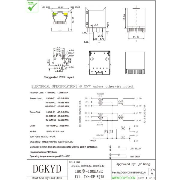 Factory Outlet Shield Megabit Vertical Insertion Rj45 Magnetic Ethernet Socket