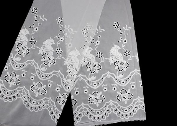 Quality 49 Inch Chiffon Embroidered Lace Fabric With Floral Bird Eyelet for sale