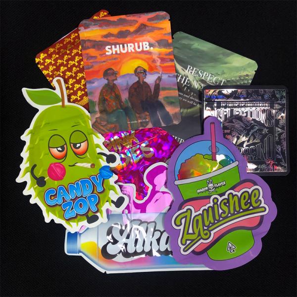 Holographic Effect Mylar Weed Packaging Special Shape Food Grade Pouch
