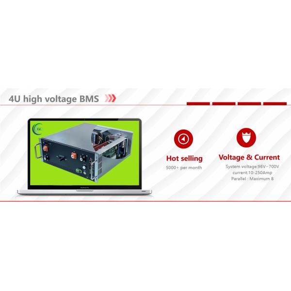 GCE BMS 768V 125A 4U Master BMS high voltage Lithium Passive Balancing 19 inch BMS for UPS Relay Contactor Protection