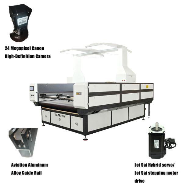 Visual Camera CO2 Laser Cutting Machine 130W 150W Automated Fabric Textile Leather Processing System