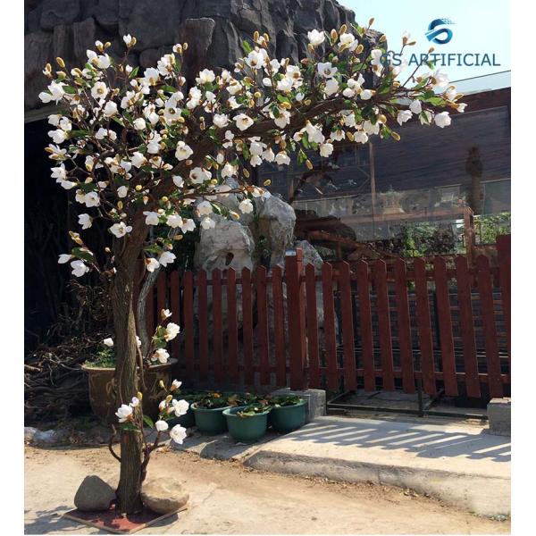 Elegant White Indoor Artificial Decorative Trees Cherry Magnolia Plant Customized Size