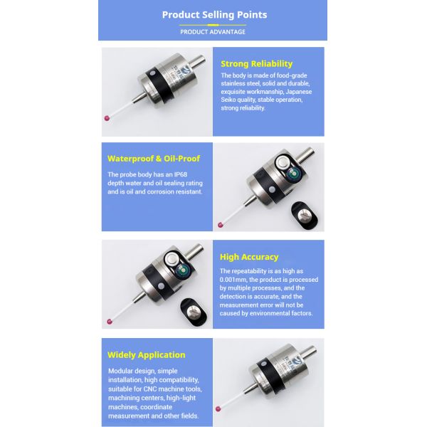 Makinopc MP41-10 Manual 3D Edge Finder CNC Machine Tool Photoelectric Probe Machining Center Probe Concentric Adjustment Rod